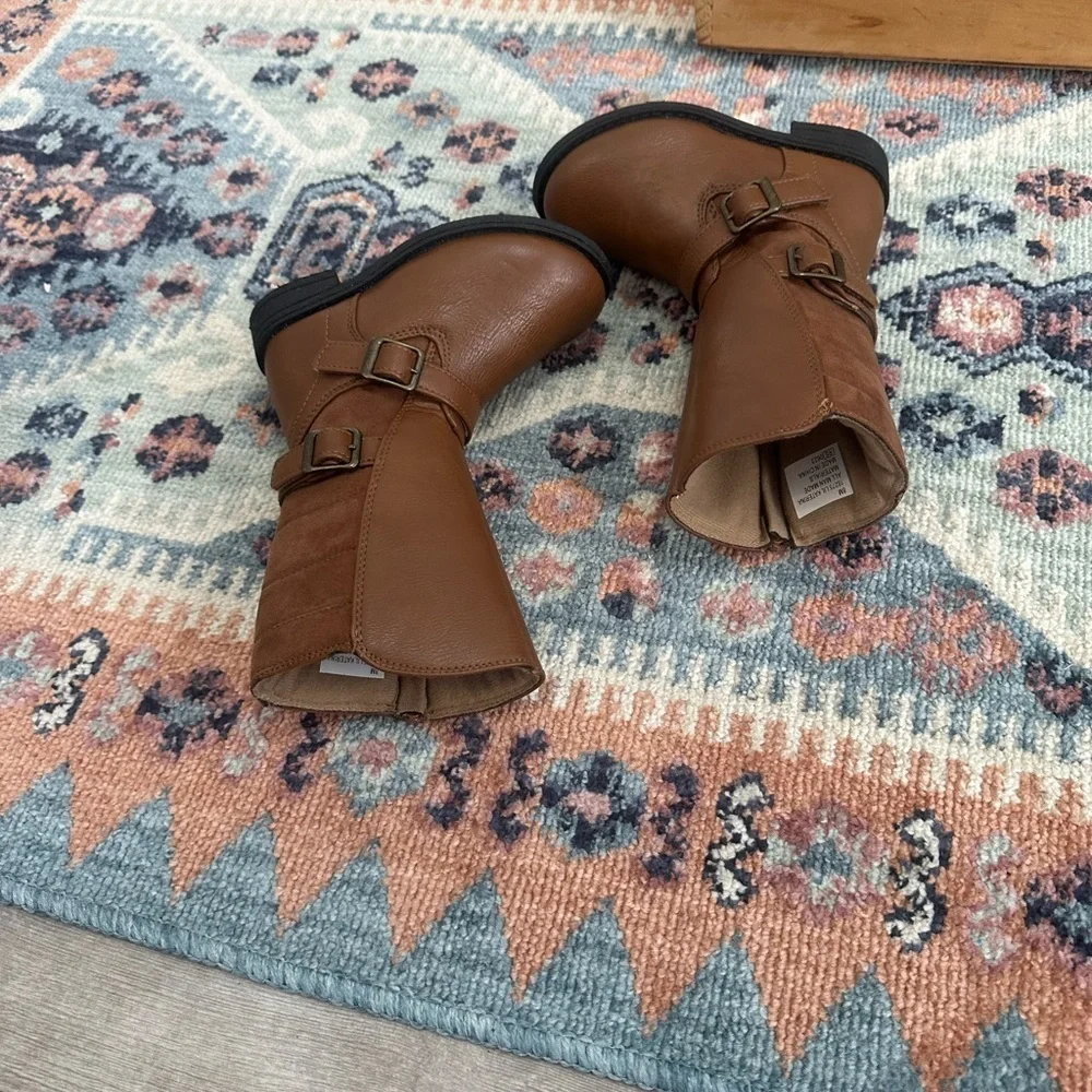 Rachel Toddler Girl Knee High Boots Brown Lil Katerina Side Zip Boots Size 8